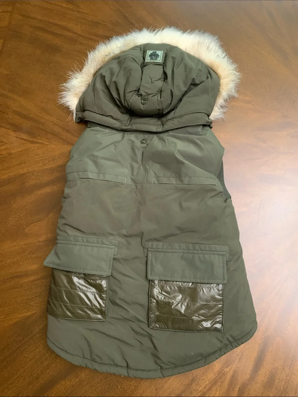 🦋 PAJAR PUP Green Military Zeus Jacket For Dogs with Faux Fur Trim NWT $98